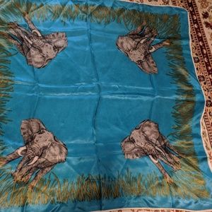 Vintage Accessories - Vintage silk elephant scarf blue Vintage Accessories - Vintage silk elephant scarf blue
